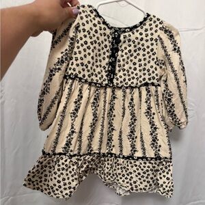 Zara Cream and Black Floral Baby Dress